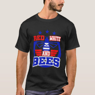 Funny Beekeeping Bee July 4th Red White Blue Beeke T-Shirt