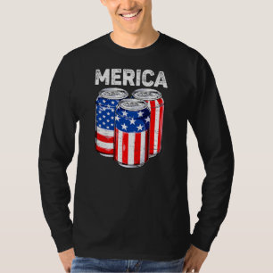 Funny Beer American Flag USA 4th Of July Drinking T-Shirt