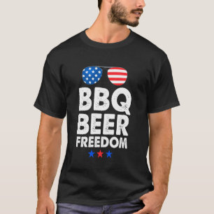 Funny Beer BBQ Freedom Tee Shirt Men American Grap