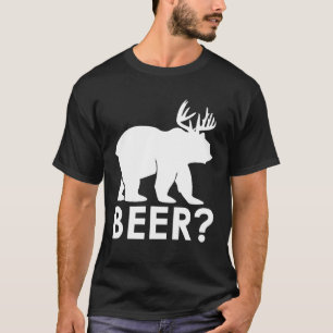 Funny Beer Bear Deer Hunting  Hiker Hunter Camping T-Shirt