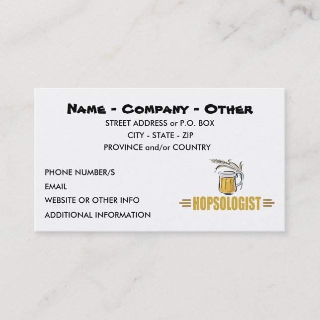 Funny Beer Business Card (Front)