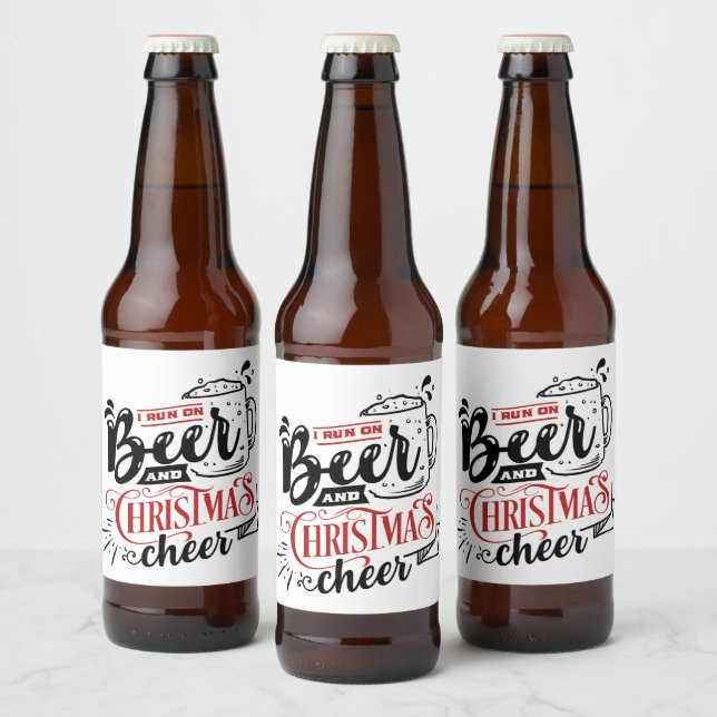 funny beer Christmas cheer word art Bottle Label (Bottles)