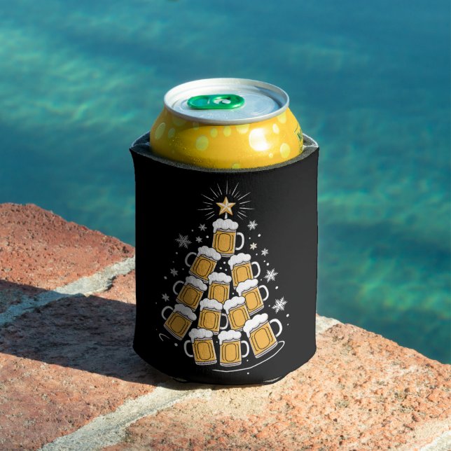 Funny Beer Christmas Tree Holiday Drinking Can Cooler (In Situ Pool)