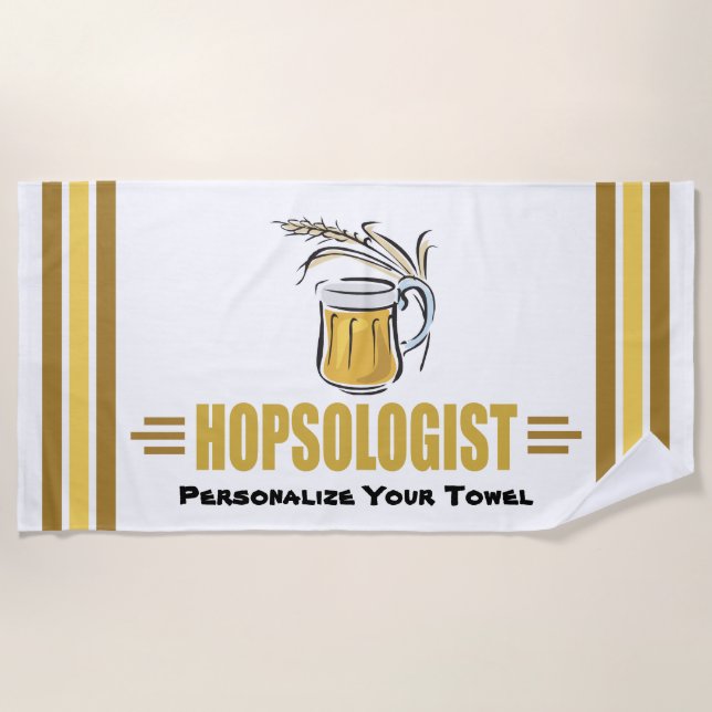 Funny Beer Drinking Beach Towel (Front)