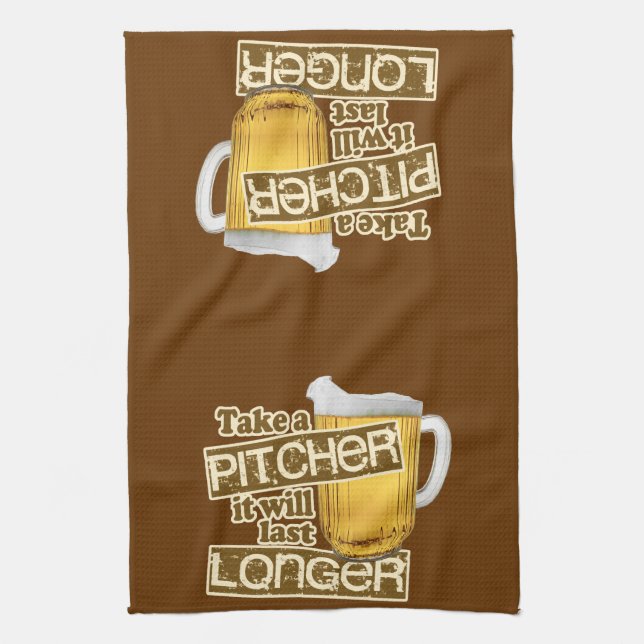 Funny Beer Drinking Humour Tea Towel (Vertical)