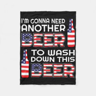Funny Beer Drinking Usa Flag 4th Of July  Fleece Blanket