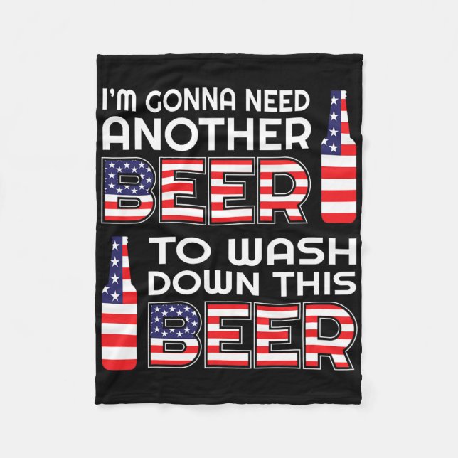 Funny Beer Drinking Usa Flag 4th Of July  Fleece Blanket (Front)