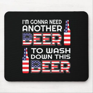 Funny Beer Drinking Usa Flag 4th Of July  Mouse Pad