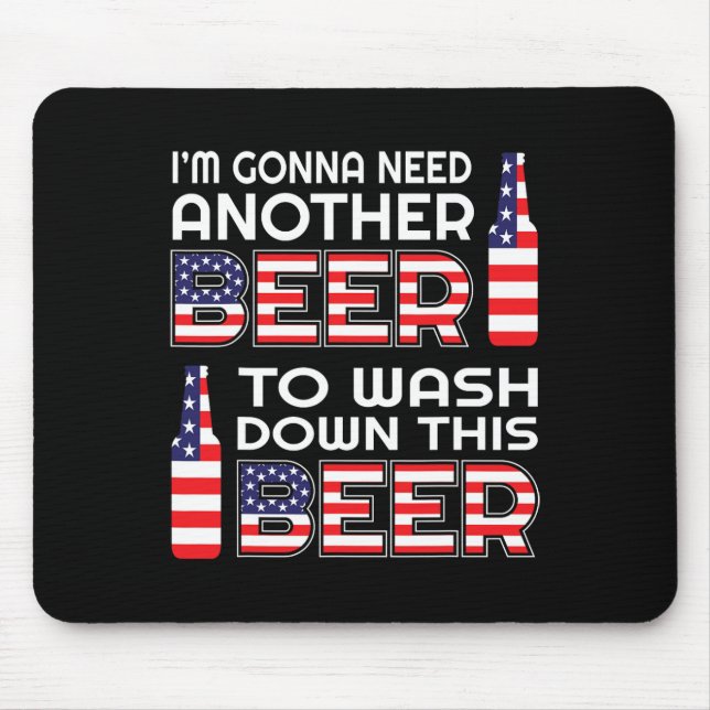 Funny Beer Drinking Usa Flag 4th Of July  Mouse Pad (Front)