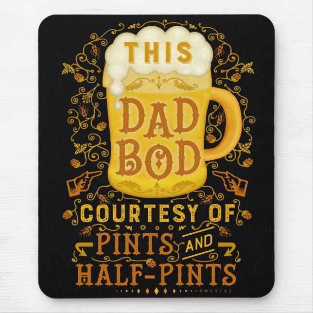 Funny Beer Fathers Dad Bod Humourous Antique Mug Mouse Pad (Front)