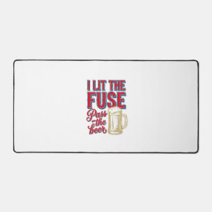 Funny Beer Fireworks Vintage Shirt Design_1 Desk Mat
