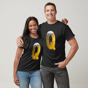 Funny Beer Foam Head Monogram Initial Letter Q T-Shirt