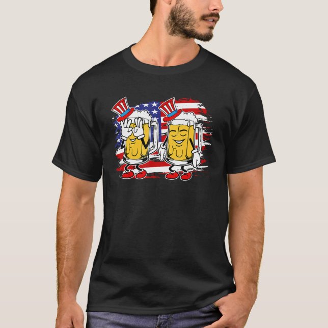 Funny Beer Griddy Dance 4th of July America Indepe T-Shirt (Front)