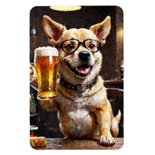 Funny Beer Lover Home Decor Dog Beer Refrigerator  Magnet