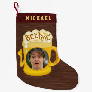Funny Beer Me Drinking Humour   Custom Name Photo Small Christmas Stocking