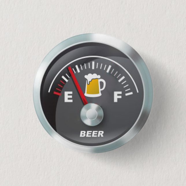 Funny - Beer Metre Fill'er Up Gauge 3 Cm Round Badge (Front)