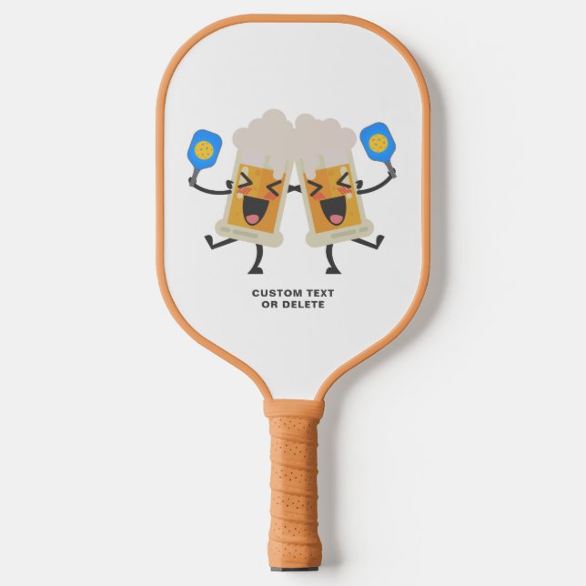 Funny Beer Mugs Playing Pickleball Custom Text Paddle (Front)