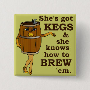 Funny Beer or Wine Brewer Brewery 15 Cm Square Badge