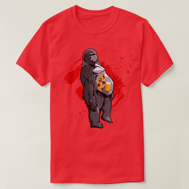 Funny Beer Pizza Monkey  T-Shirt (Design Front)
