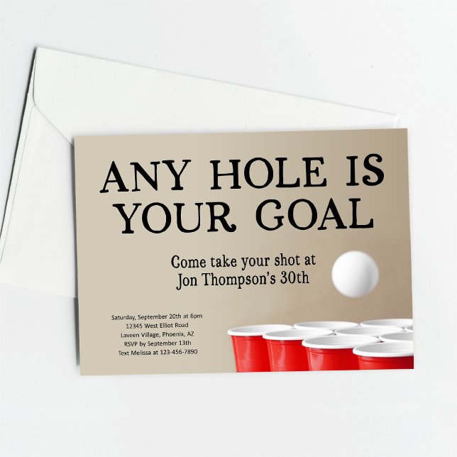 Funny Beer Pong Birthday Bachelor Party Invitation (Creator Uploaded)