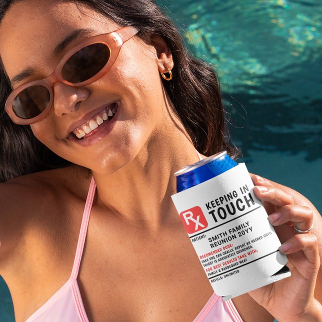 Funny Beer Prescription Family Reunion Custom Text Can Cooler (Creator Uploaded)