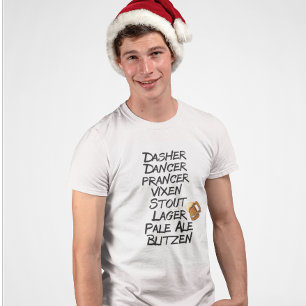 Funny Beer Reindeer Names Christmas Holiday T-Shirt