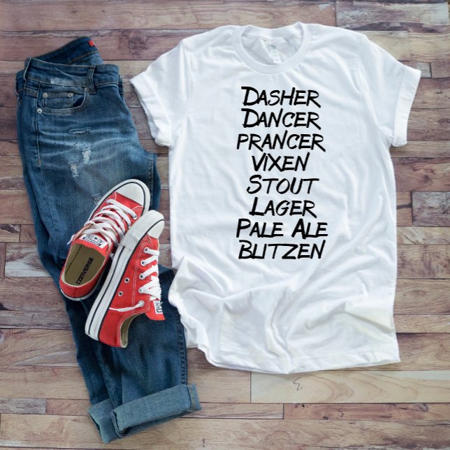 Funny Beer Reindeer Names Christmas Holiday T-Shirt (Creator Uploaded)