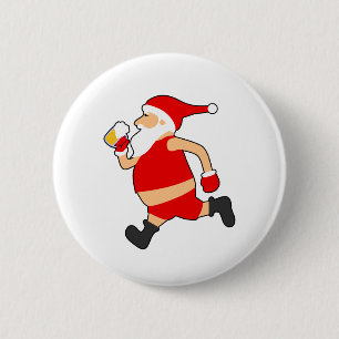 funny beer santa christmas 6 cm round badge