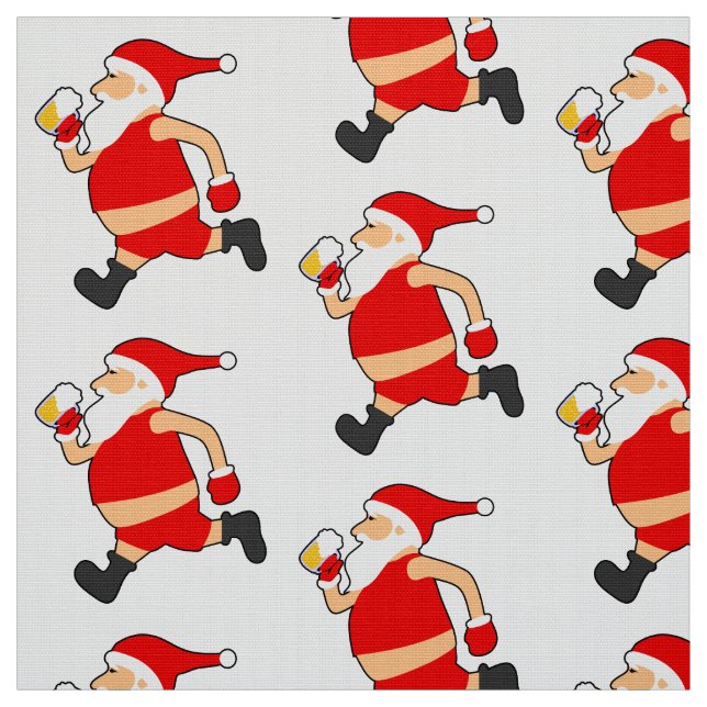 funny beer santa christmas fabric (Swatch)