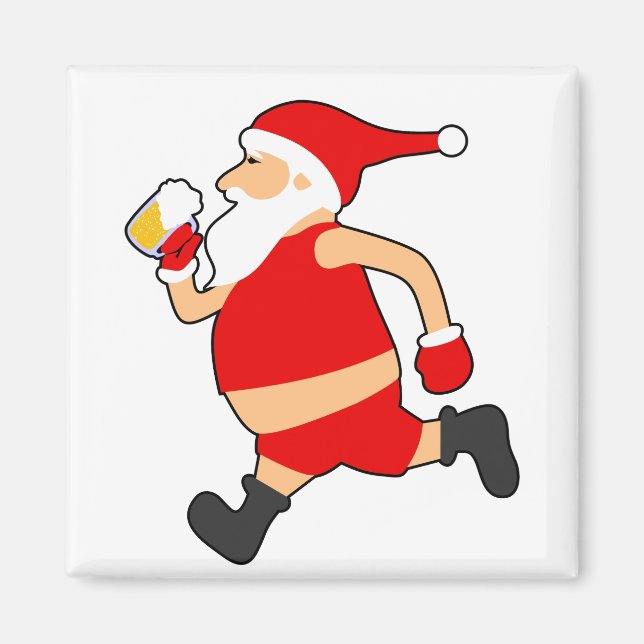 funny beer santa christmas magnet (Front)
