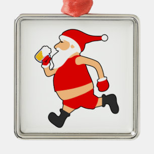 funny beer santa christmas metal ornament