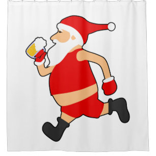 funny beer santa christmas shower curtain