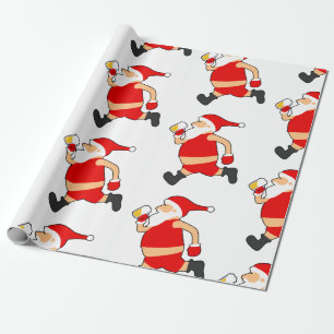 funny beer santa christmas wrapping paper