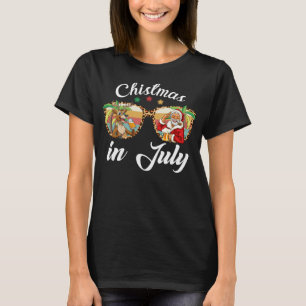 Funny Beer Santa Claus Christmas in July Glasses T-Shirt