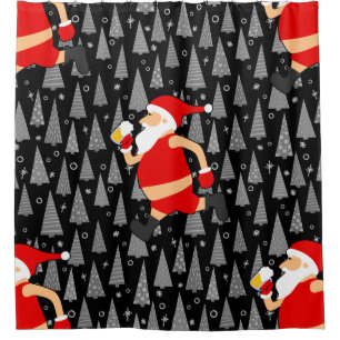 funny beer santa claus shower curtain