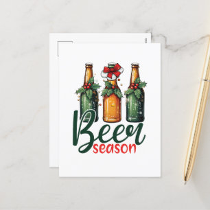 Funny Beer Season word art bar Holiday Postcard
