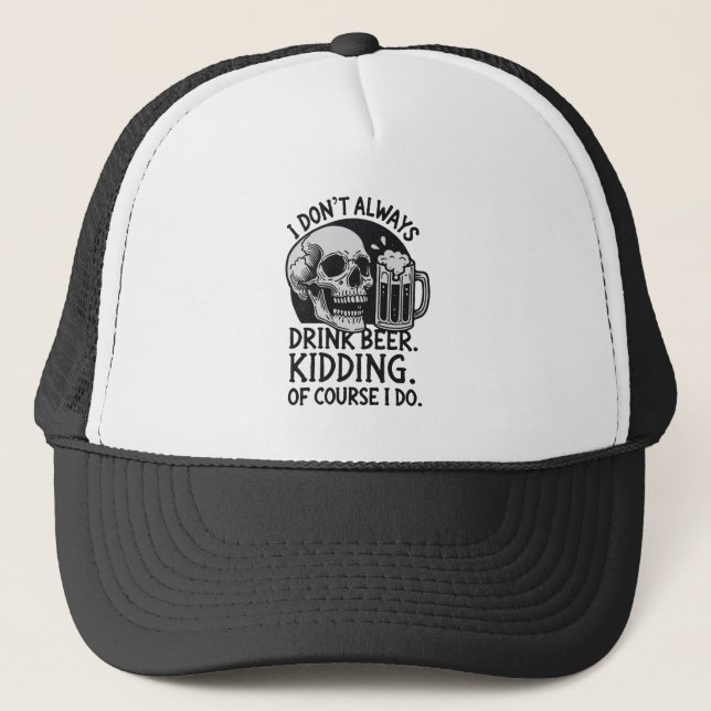 Funny Beer Skull  Trucker Hat (Front)