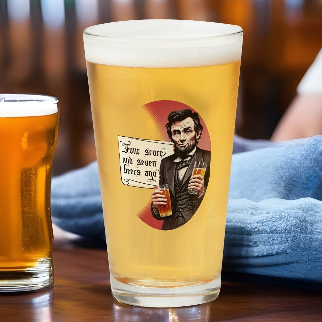 Funny Beer Tipsy Abraham Lincoln Drinking Homebrew Glass (Funny Drinkin' Lincoln beer glass)
