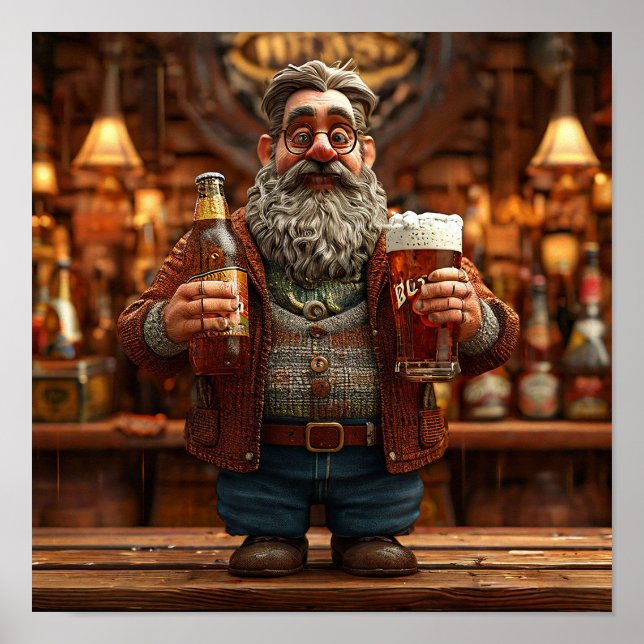 Funny Beer Wall Art Print | Cave Bar Decor Gift (Front)