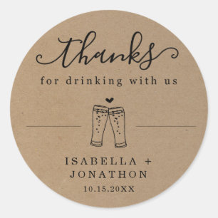 Funny Beer Wedding Thank You / Thanks Sticker