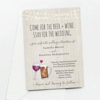 Funny Beer & Wine Theme Wedding Invitation