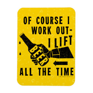 Funny Beer Work Out Humour Golden Lager Bubbles Magnet
