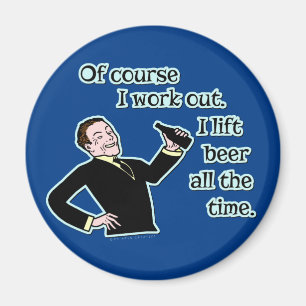 Funny Beer Work Out Humour Retro Version 2 Magnet