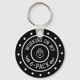 Funny Beer Working on My Six Pack Keychain
