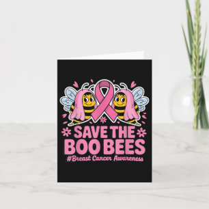 Funny Bees Ghost Boo Breast Cancer Awareness Pink Card