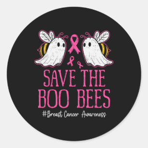 Funny Bees Ghost Boo Breast Cancer Awareness Pink Classic Round Sticker