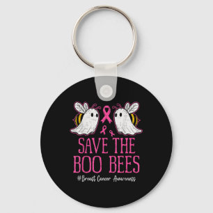 Funny Bees Ghost Boo Breast Cancer Awareness Pink Key Ring