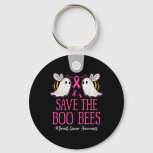 Funny Bees Ghost Boo Breast Cancer Awareness Pink Key Ring