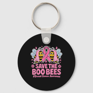 Funny Bees Ghost Boo Breast Cancer Awareness Pink Key Ring