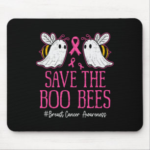 Funny Bees Ghost Boo Breast Cancer Awareness Pink Mouse Pad